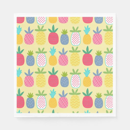 Fun Zitronenbunter Ananas gemusterte Servietten (Vorderseite)
