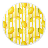 Fun Zitronenfrucht Streifen Küchenblock Keramikknauf (Vorderseite)