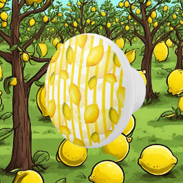 Fun Zitronenfrucht Streifen Küchenblock Keramikknauf