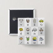 Fun Zodiac Astrological Characters Button (Vorne & Hinten)
