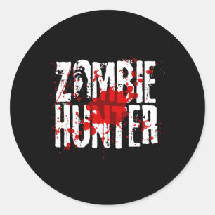 Fun Zombie Hunter Design für Jungs Mädchen Hallowe Runder Aufkleber