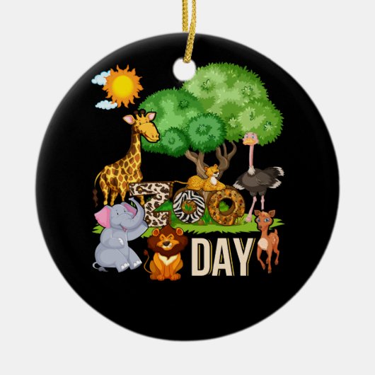 Fun Zoo Day Niedlicher Tiere Schule Kinderspielpla Keramik Ornament (Vorne)