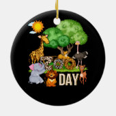 Fun Zoo Day Niedlicher Tiere Schule Kinderspielpla Keramik Ornament (Hinten)