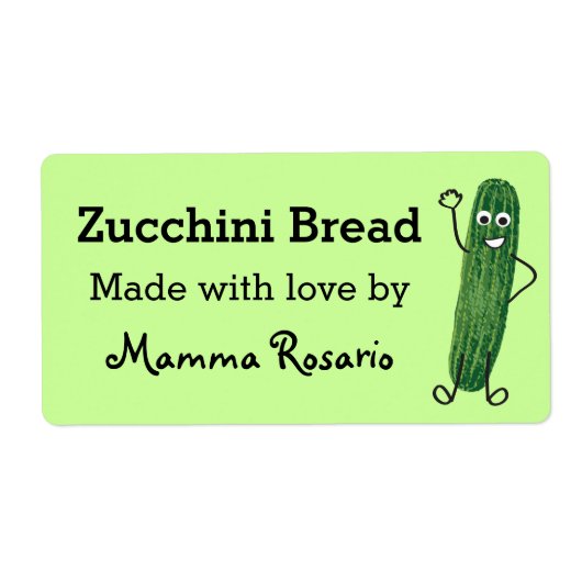 Fun Zucchini Brotbäckerei-Etikett (Vorne)
