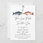 Fun zwei weniger Fisch in der Sea Bridal Paare Dus Einladung (Vorderseite)