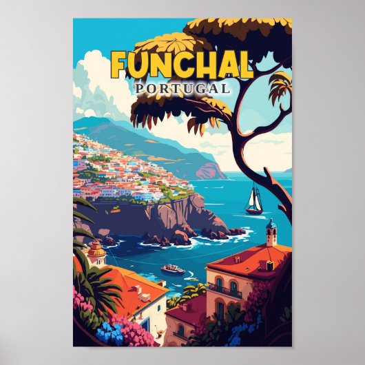 Funchal Portugal Reisen Kunst Vintag Poster (Vorne)