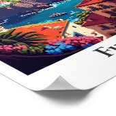 Funchal Portugal Reisen Vintage Illustration Poster (Ecke)