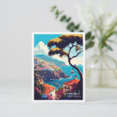 Funchal Portugal Vintage Illustration Postkarte (Stehend Vorderseite)