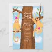 Funchjungelaffen Geburtstagsparty Einladung (Vorderseite)