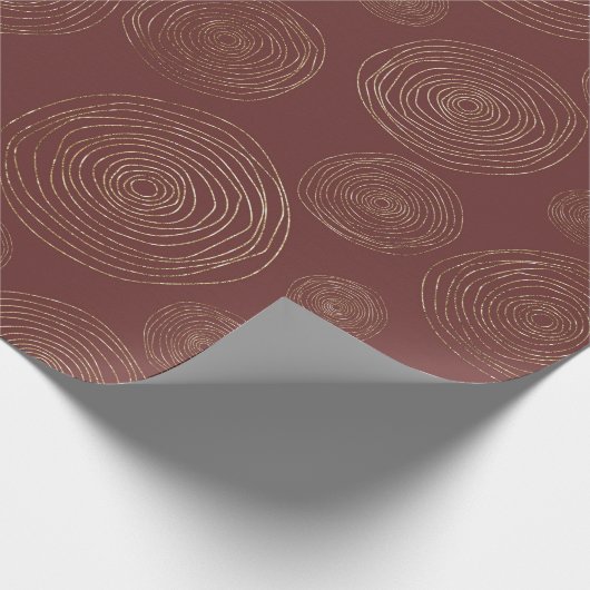 Funcky Spirale Golden Circles Burgund Maroon Geschenkpapier (Ecke)