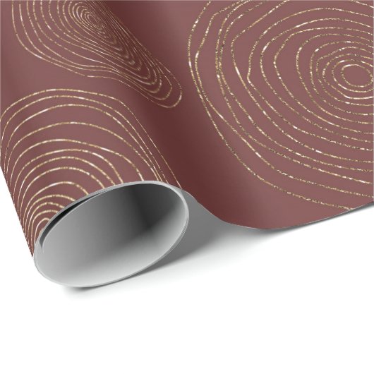 Funcky Spirale Golden Circles Burgund Maroon Geschenkpapier (Rolleneckpunkt)