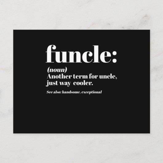 Funcle Definition Uncle Niece Nephew Godami Gif Postkarte (Vorderseite)