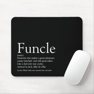 Funcle Onkel Fun Cool Modern Schwarz und Weiß Mousepad