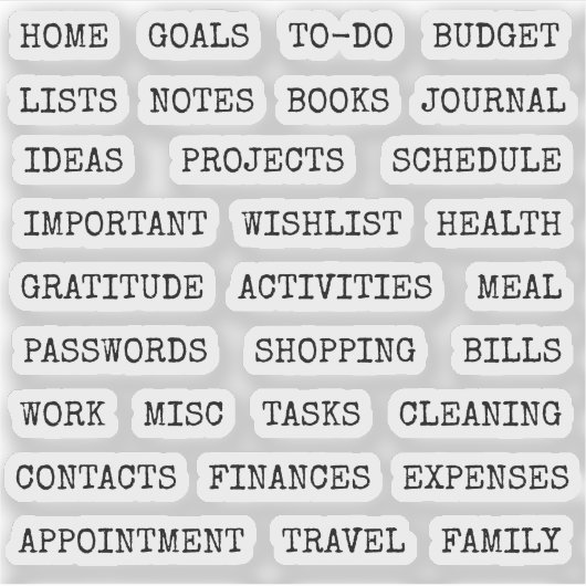 Functional Old Script Planner Tab Binder Divider Aufkleber (Vorderseite)