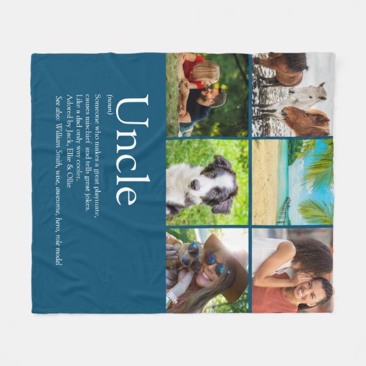 Functional Uncle Definition Fun Blue 6 Foto Fleecedecke (Vorderseite (Horizontal))