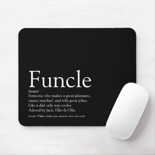 Functional Uncle Fun Cool Moderne Schwarz und Weiß Mousepad (Mit Mouse)
