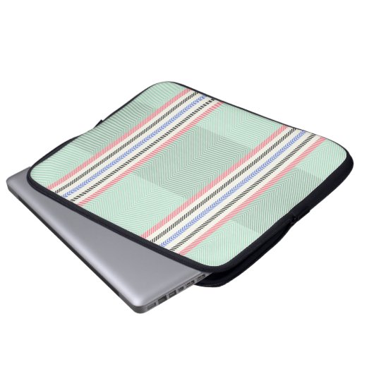Funda con franjas en verde laptopschutzhülle (Vorne Knopf)