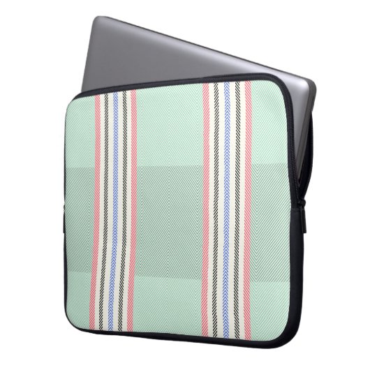 Funda con franjas en verde laptopschutzhülle (Vorderseite Links)