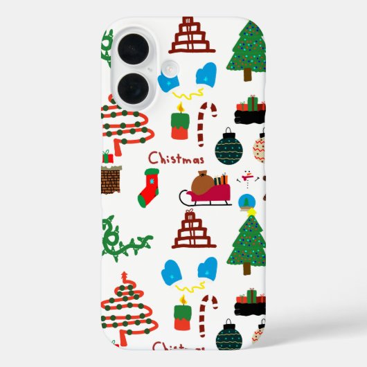 Funda Navidad Doodle  Case-Mate iPhone Hülle (Rückseite)