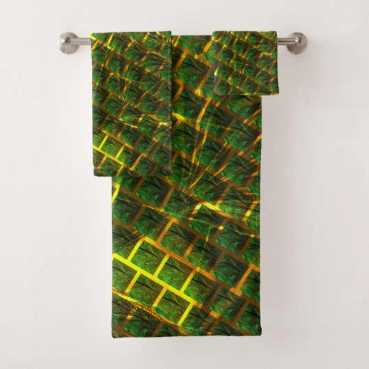 Fundo com imagem verde sob grade dourada? badhandtuch set (Insitu)