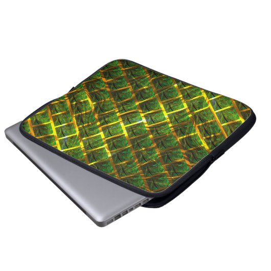 Fundo com imagem verde sob grade dourada? laptopschutzhülle (Vorne Knopf)