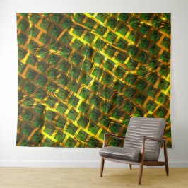 Fundo com imagem verde sob grade dourada? Largos. Wandteppich