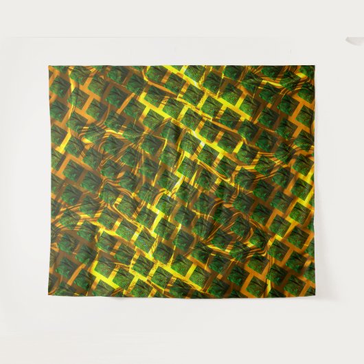 Fundo com imagem verde sob grade dourada? Largos. Wandteppich (Vorderseite (Horizontal))