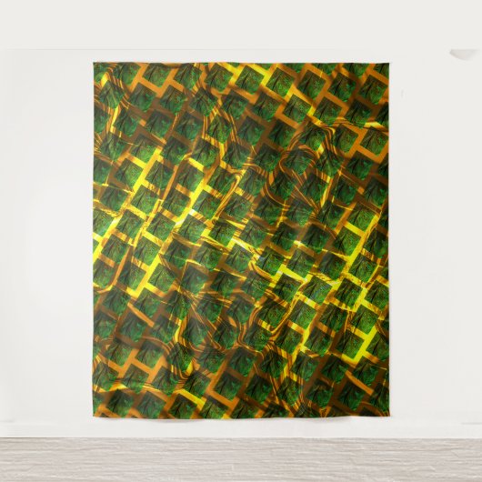 Fundo com imagem verde sob grade dourada? Largos. Wandteppich (Vorderseite)