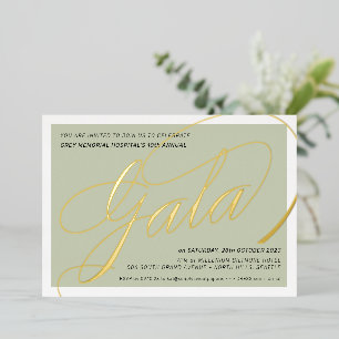 FUNDRAISIEREN GALA elegante Kalligraphie Weise grü Folieneinladung
