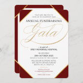 FUNDRAISIEREN GALA elegante Veranstaltung Maroon r Einladung (Vorne/Hinten)