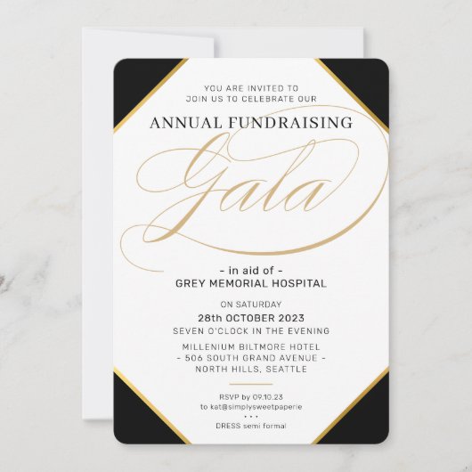 FUNDRAISIEREN GALA elegante Veranstaltung Maroon s Einladung (Vorderseite)