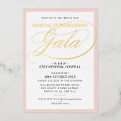 FUNDRAISIEREN GALA elegantes Event-Skript rot Rosa Folieneinladung (Vorderseite)