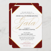 FUNDRAISIEREND GALA BALL Elegantes Event burgunder Einladung (Vorne/Hinten)