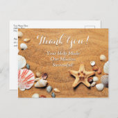 Fundraising Dankeschön, Sand & Muscheln Postkarte (Vorne/Hinten)