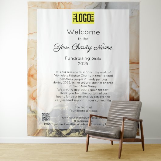 Fundraising Event Gala Willkommenszeichen Wandteppich (Beispiel)