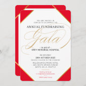 FUNDRAISING GALA BALL Elegantes Event Regal Rotes Einladung (Vorne/Hinten)