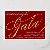 FUNDRAISING GALA elegant kalligraphisch bordeauxro Folieneinladung (Vorderseite)