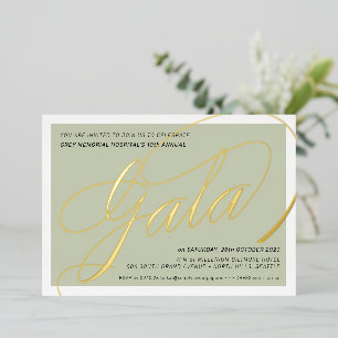 FUNDRAISING-GALA elegante Kalligrafie salbeigrün Folieneinladung