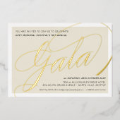 FUNDRAISING GALA elegante Kalligraphie Elfenbeingo Folieneinladung (Vorderseite)