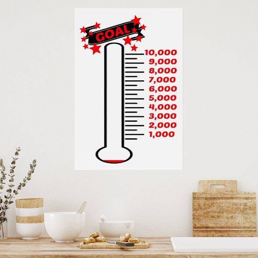 Fundraising Goal Thermometer 10K Ziel Poster (Küche)