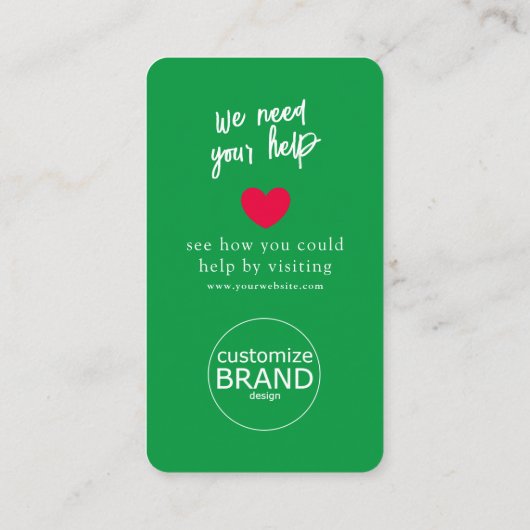 Fundraising-Wohltätigkeit Event-Green-Logo-Karte Visitenkarte (Rückseite)