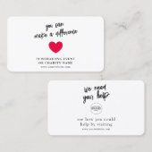 Fundraising-Wohltätigkeit Spenden Logo-Herz-Foto-K Visitenkarte (Vorne/Hinten)