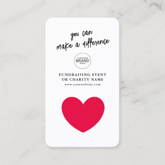 Fundraising-Wohltätigkeit Veranstaltung Spenden Lo Visitenkarte (Vorderseite)