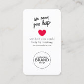 Fundraising-Wohltätigkeit Veranstaltung Spenden Lo Visitenkarte (Rückseite)