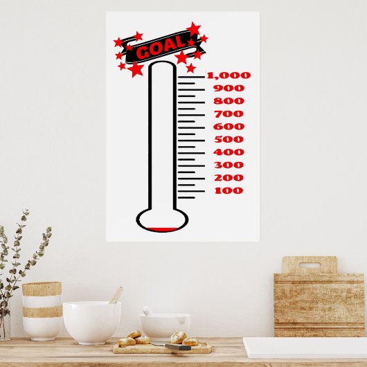Fundraising-Ziel Thermometer 1K Ziel Poster (Küche)