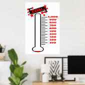 Fundraising-Ziel Thermometer 1K Ziel Poster (Heimbüro)