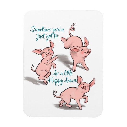 Fundus Cartoon Ferkel Happy Dance Magnet (Vertikal)