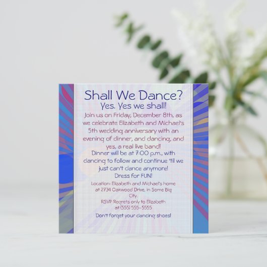 Fundus Colorful Dinner Tanz Jubiläum Einladung (Stehend Vorderseite)