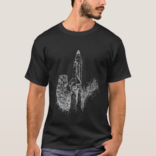 Fundus SCI Space Shuttle Rocket Launch Doodle Sket T-Shirt (Vorderseite)