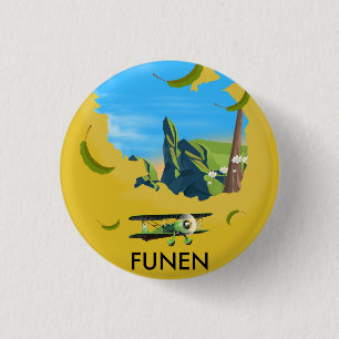 Fünen, Dänemark Karte Reiseplakat Button